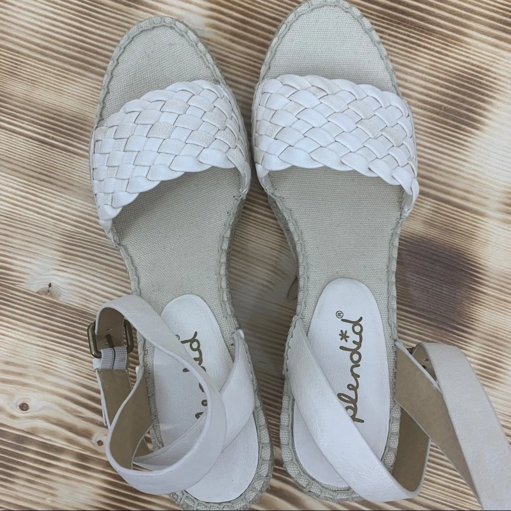 Splendid Woven Leather Espadrille Wedge 10M